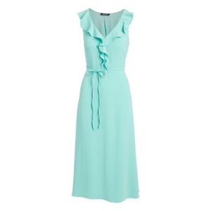 Nine West Mint Green Ruffled Midi Dress